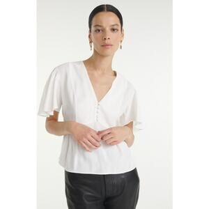 The Kooples White Blouse with Button Detail (L)